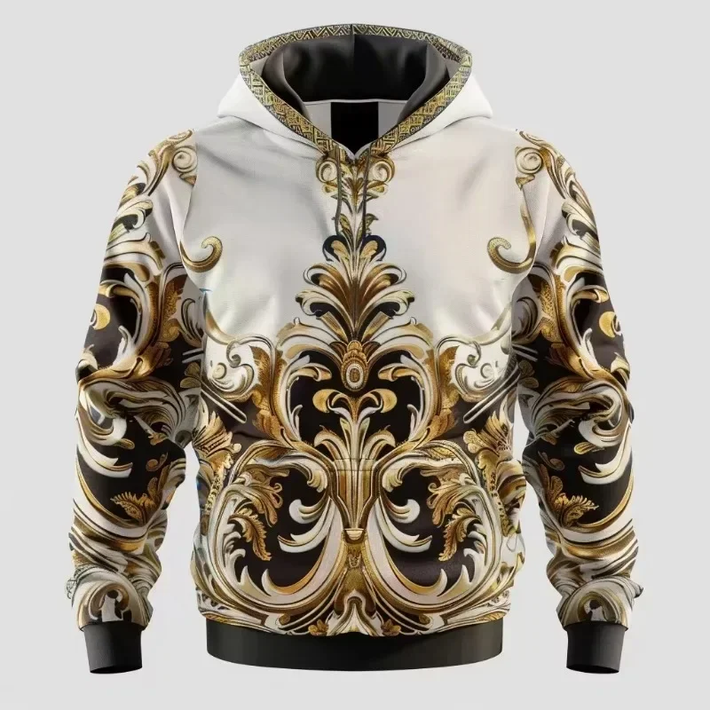 2024 Autumn 5XL Italian Retro Style 3D Digital Printed Large Size Sportswear Men's Street Hoodie Long Sleeve Hoodie  Sweatshirt