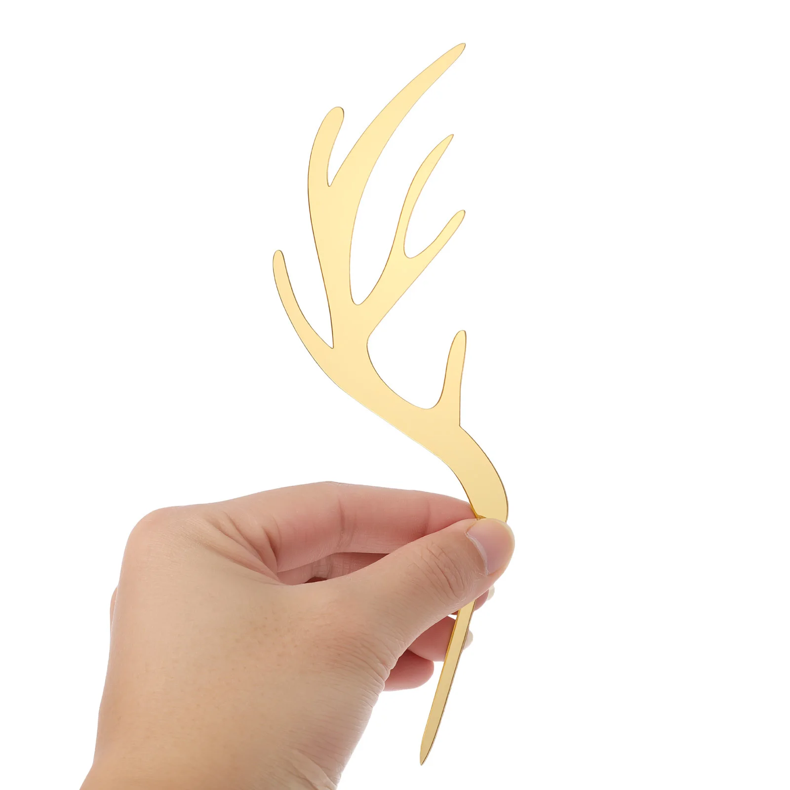 

5Pcs Christmas Antlers Cake Toppers Deer Horn Cupcake Picks Ecofriendly Material for Festive Food Decorations Gold