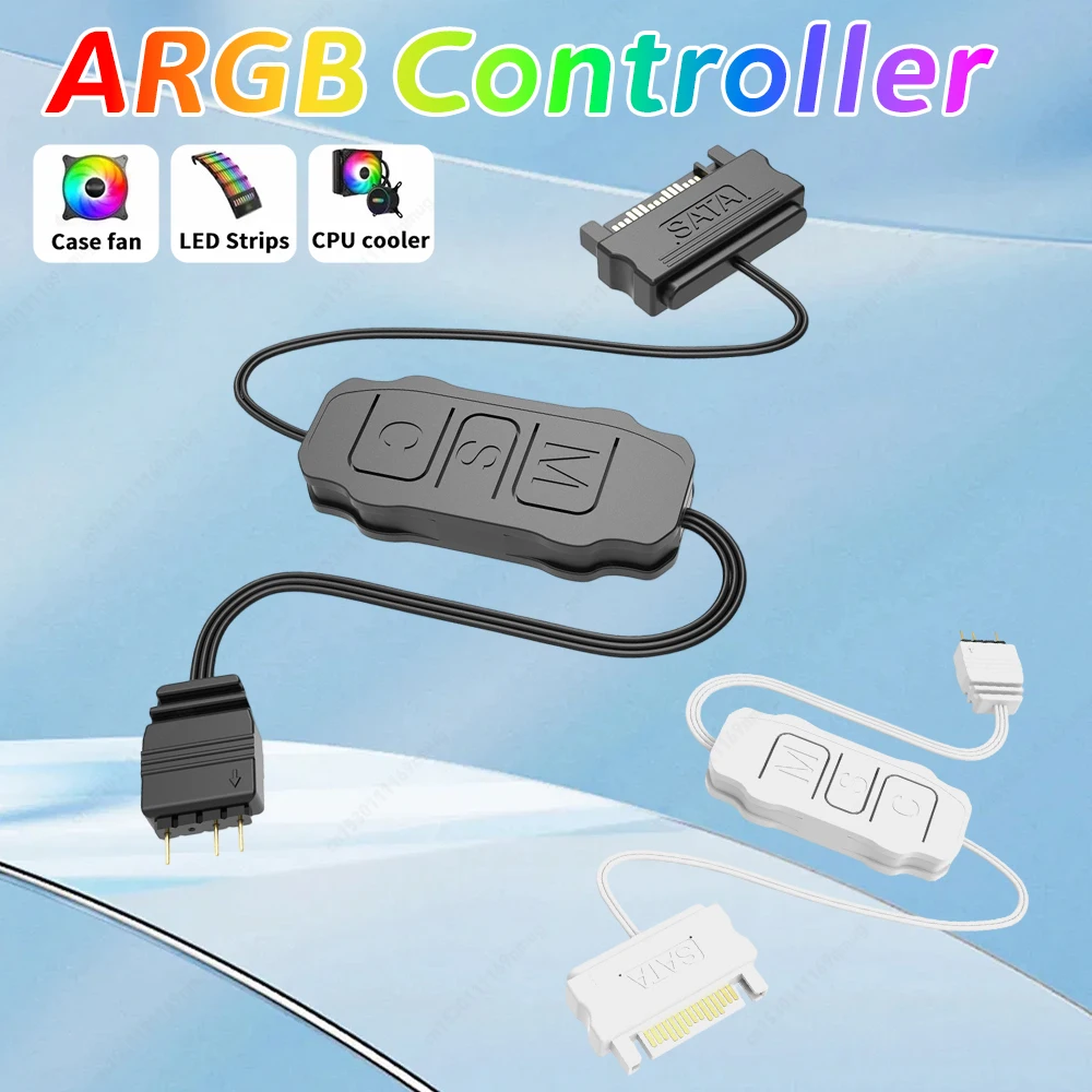 5V 3PIN ARGB Controller ARGB 5V 3PIN To SATA Interface Extension Cable RGB Sync Controller Cable for PC Case Fan