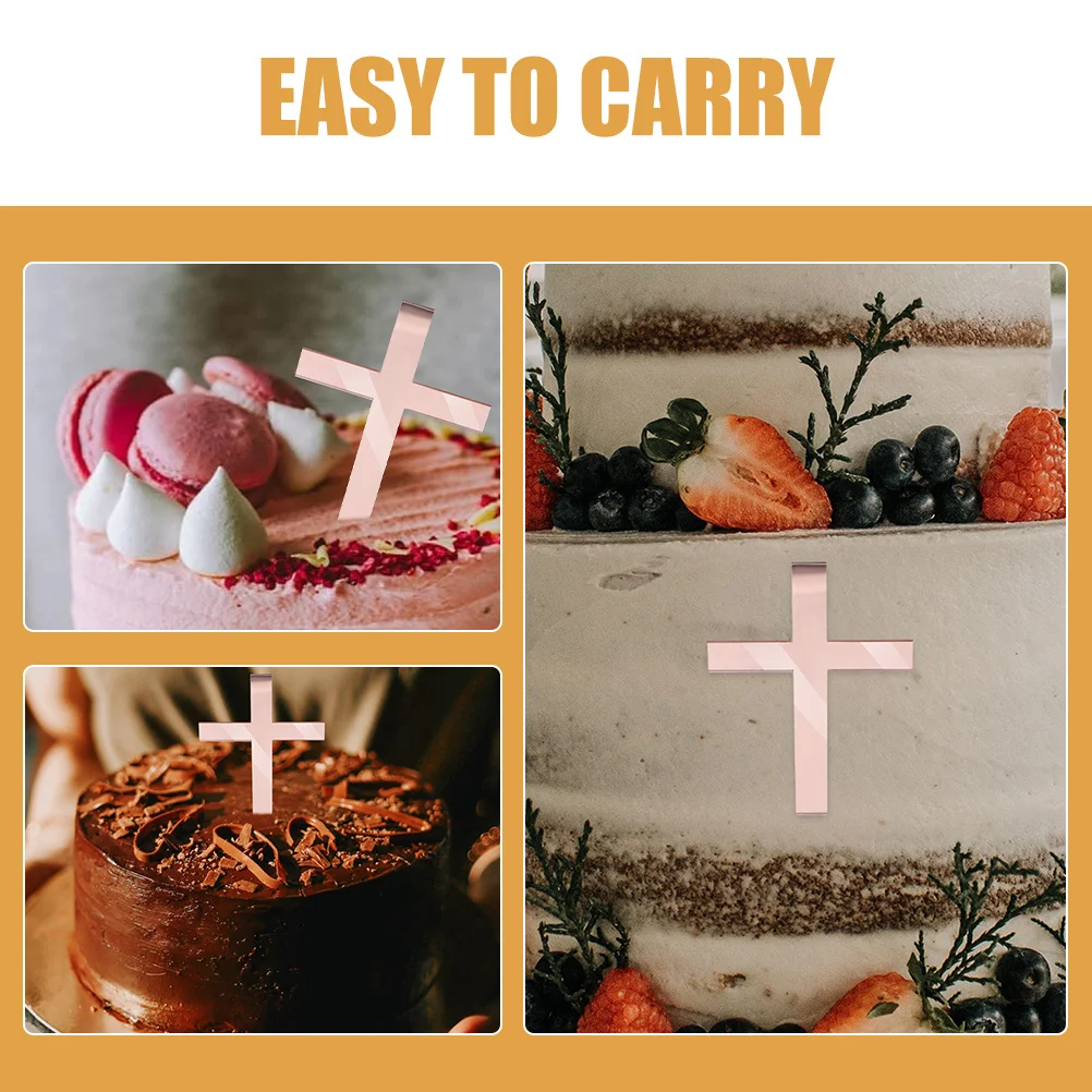 

20Pcs Cross Cake Toppers Acrylic Decorative Inserts for Birthday Baptism Parties Cross Cake Decoration Dessert Toppers