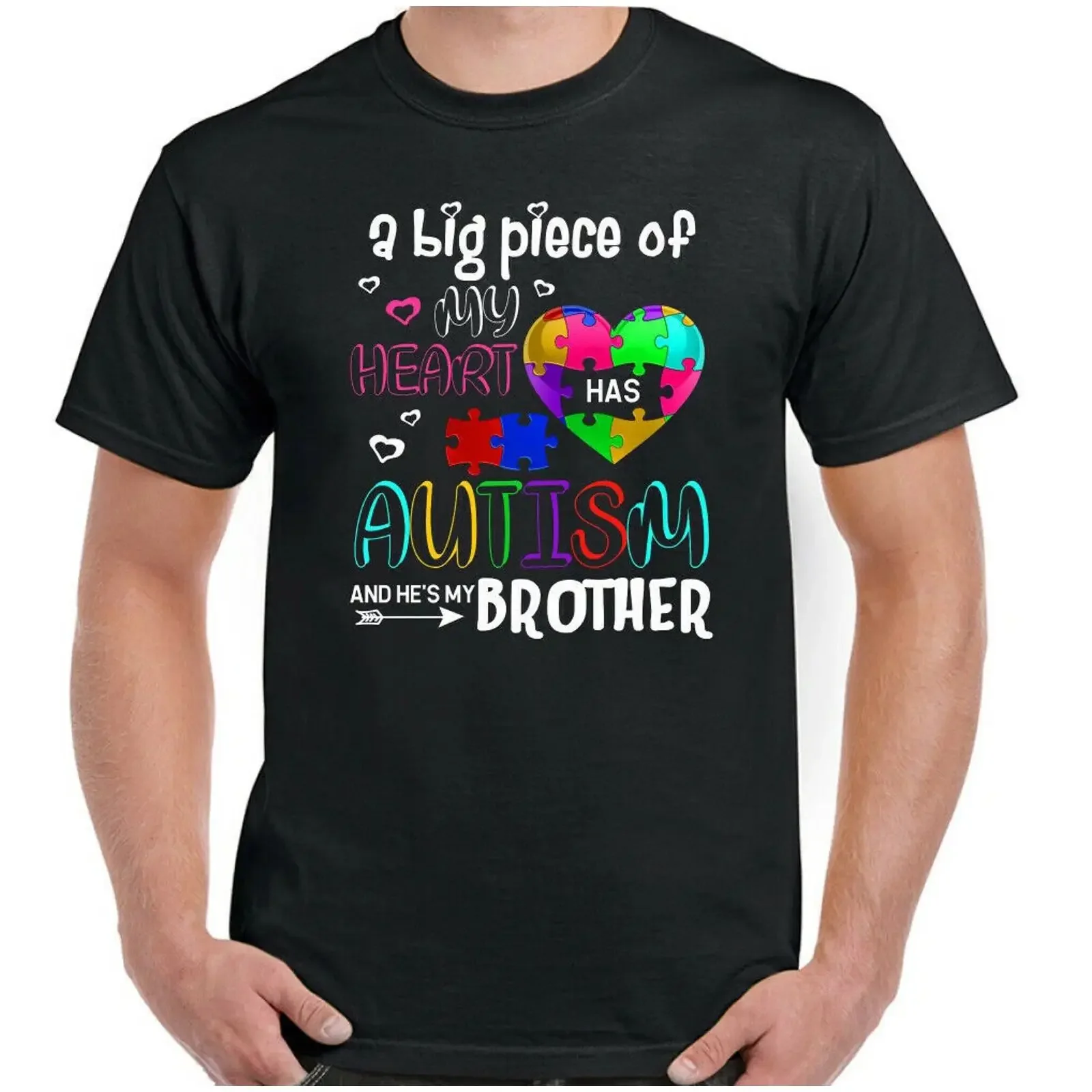AUTISMUS T SHIRT Awareness Day autistischer Bruder Familie Herren Top Liebe vintage Washed Unisex homme Soft streetwear