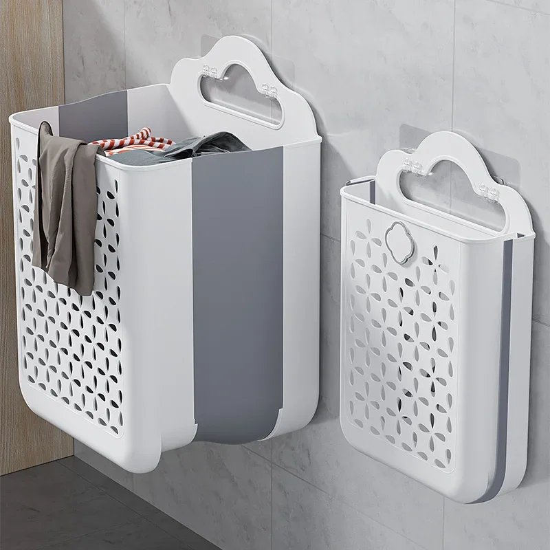 

Customizable Folding Bathroom Laundry Basket Wall-mounted Dirty Clothes Storage Basket Household Laundry