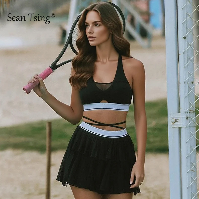 sean-tsing-yoga-sports-2-piece-sets-tennis-sleeveless-patchwork-crop-top-high-wasit-pleated-skirt-training-pilates-fitness-suits