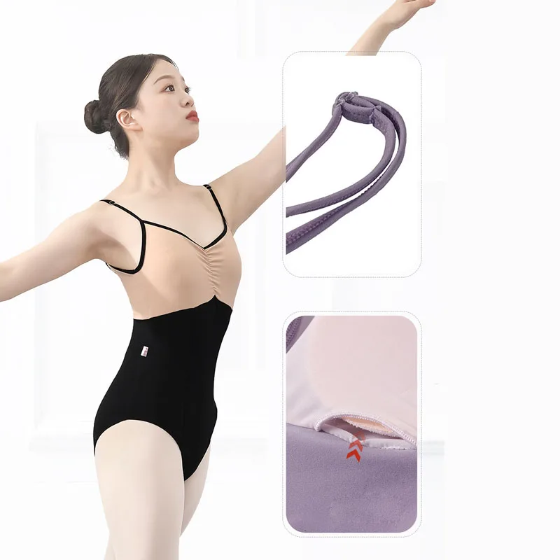 Ballet Leotards Women Color blocking gymnastics uniform Dance Camisole Gymnastic Swimsuit Strap waist jumpsuit Leotard Ballet