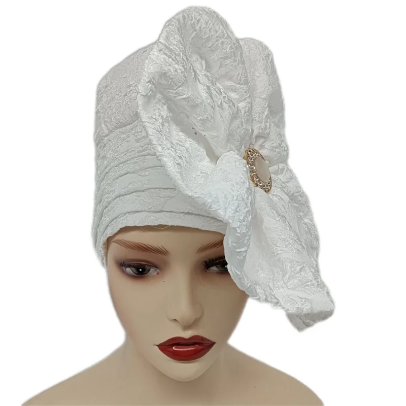 Nigerian Big Flower Gele Headtie Aso Oke Gele Already Made Auto Gele Aso Ebi Headtie African Turban Cap K924-4