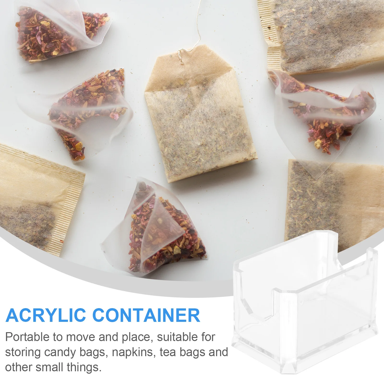 

2Pcs Sugar Box Tea Bag Organizer Acrylic Container Holder Clear Square Storage Home Party Food Candy Sundries Housewares