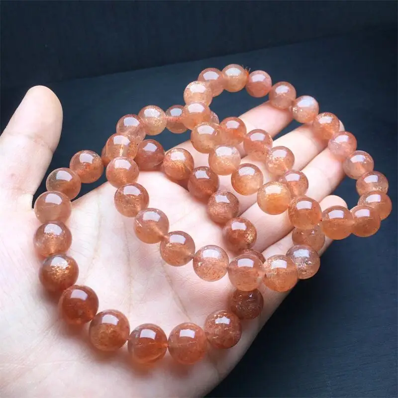 10MM Natural Gold Sunstone Bracelet Fashion Reiki Gemstone Round Beads Bracelets Jewelry Couple Gift 1PCS