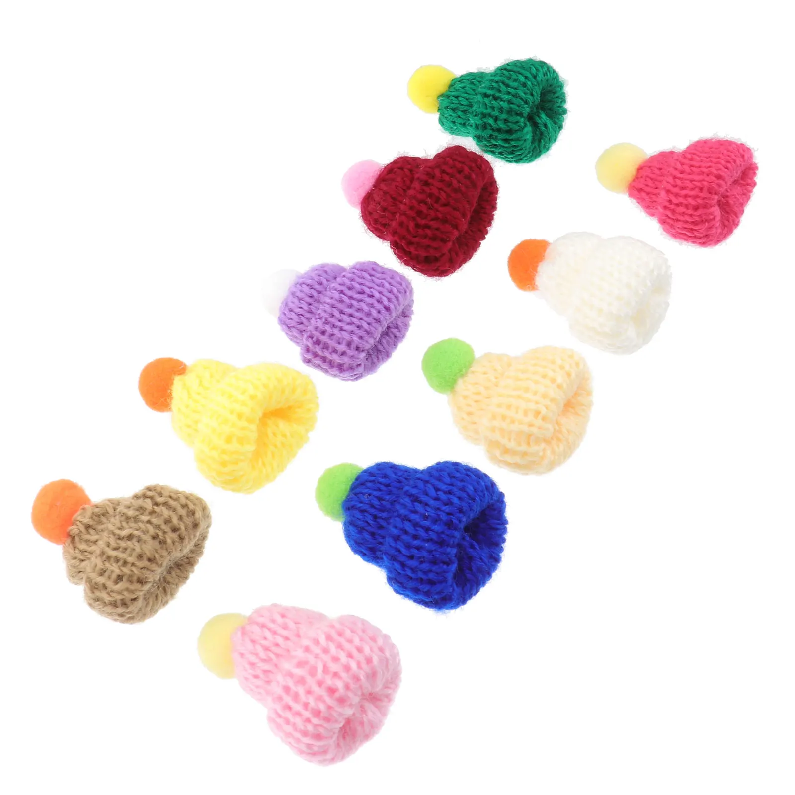 

10pcs Mini Knitted Hats Decorative Accessories Mixed Color Craft DIY Making Supplies Novel Design Fashion Caps