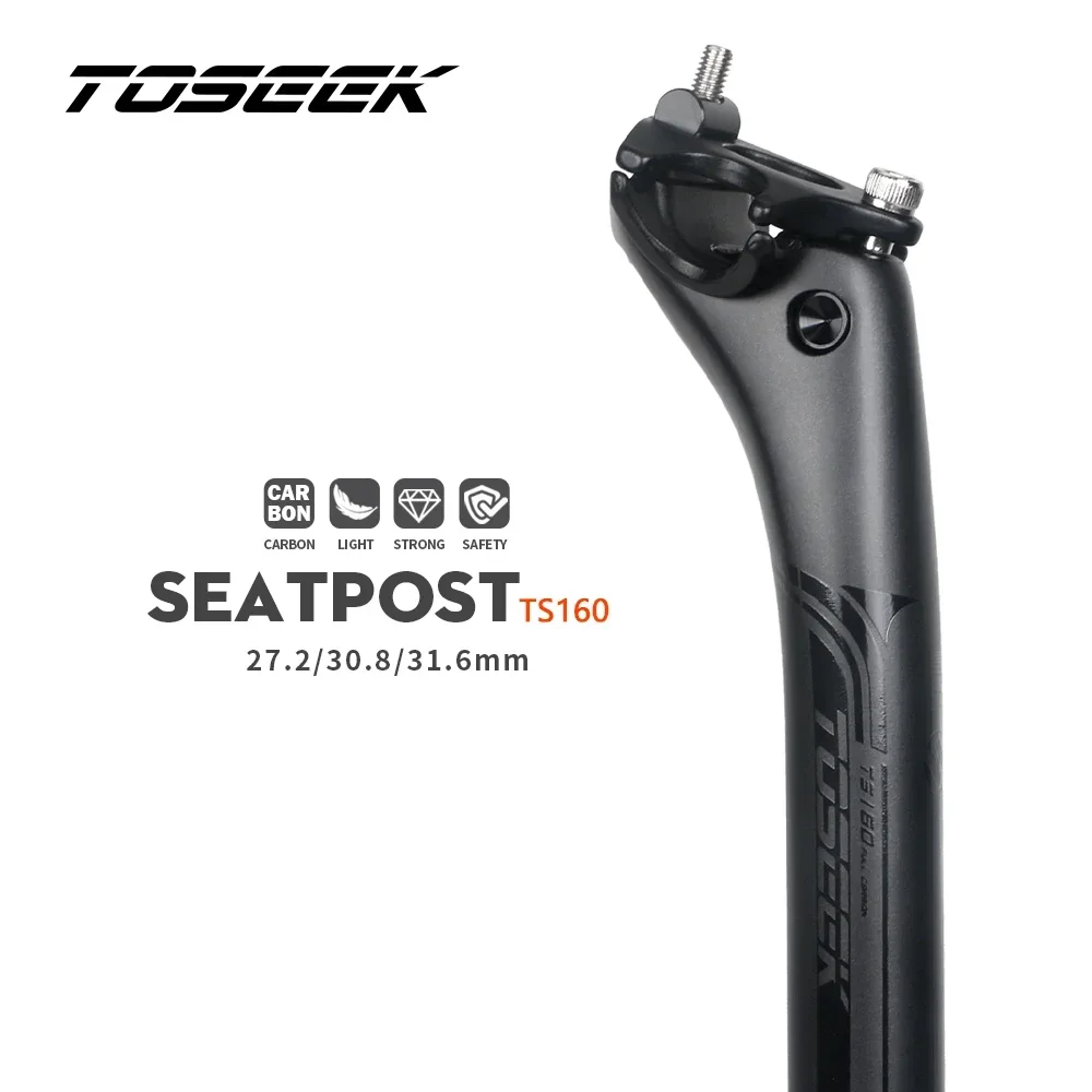 

TOSEEK Carbon Fiber Bicycle Seatpost 27.2/30.8/31.6mm Matte Black MTB/Road Bike Seat Post Length 400mm Seat Tube Bicycle Parts