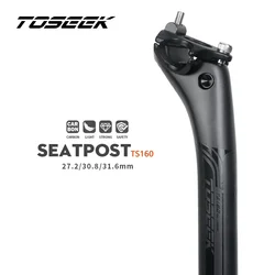 TOSEEK Carbon Fiber Bicycle Seatpost 27.2/30.8/31.6mm Matte Black MTB/Road Bike Seat Post Length 400mm Seat Tube Bicycle Parts