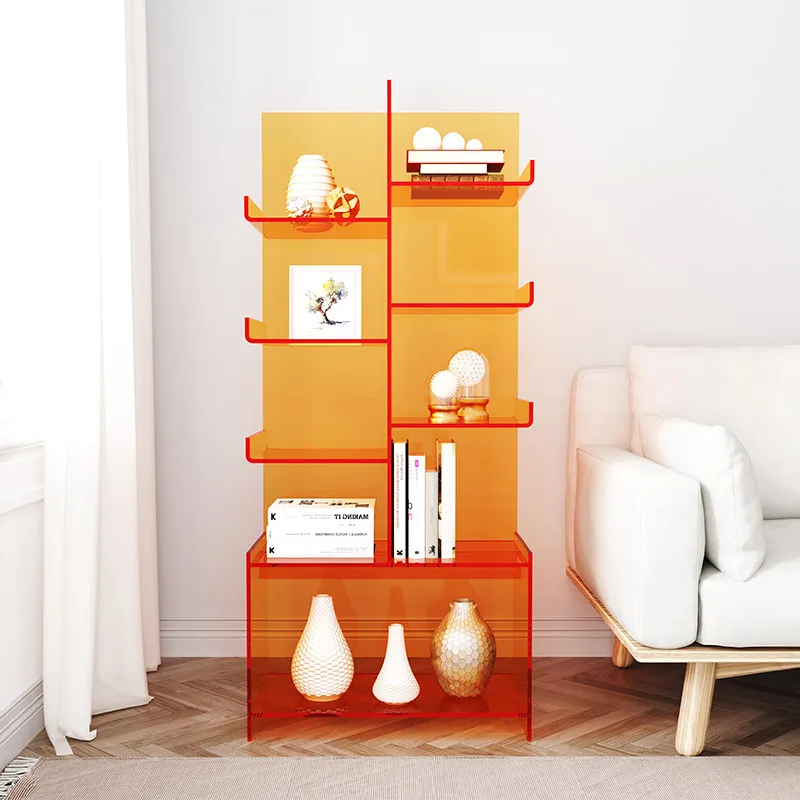 Acrylic modern rust-proof 9-layer floor trapezoidal bookshelf jewelry storage display cabinet living room furniture