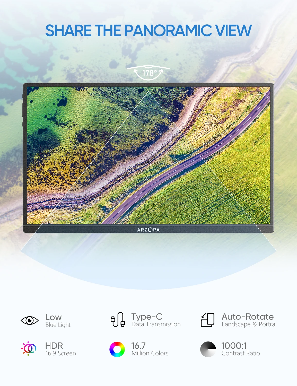 ARZOPA 14.0 inch 1080P FHD Portable Monitor IPS Screen with USB C HDMI External Second Display for Mac,Laptop,PC,Switch,PS,Xbox image 4