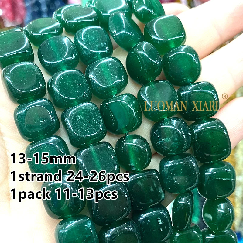 13-15mm Flat Square Natural Stone Chalcedony Amber Topazs Black Color Spacer Beads for Jewelry Making Diy Bracelet Accessories