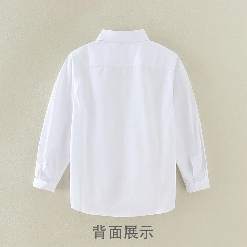 Baby Toddler Teenage Clothes School Uniform Shirts White Long Sleeve Short Sleeve Turn-down Collar Kids Shirt For Children Tops