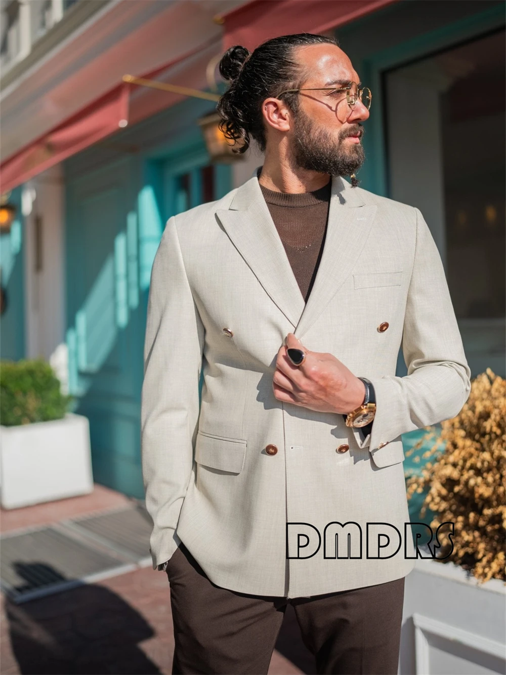

Linen Suit Jacket Double Breasted Formal Suit Blazer for Men, Business Tuxedo Suits Plus Size Breathable Fabric Jacket