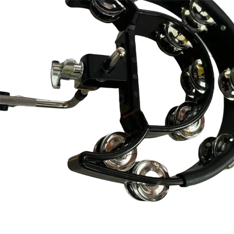 

SYDS Hi Hat Tambourine Drum Set With Connection Clamp Multifunctional Hand Bell Rattle Double Row Bells Musical Instrument