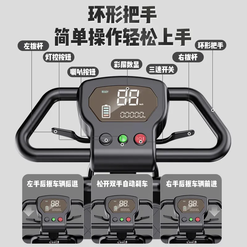 Portable 4 Wheel Low Speed Electric Vehicle for Elderly Adults Removable Battery High Power Electric Mobility Scooter Car