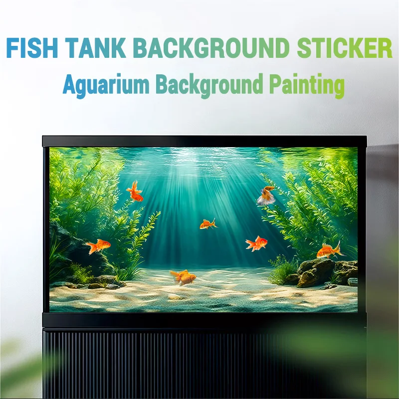 Wassergras-Strand, Aquarium-Hintergrundbild, Aquarium-Hintergrundsticker, Selbstklebend, Landschaftsdekoration – Detail 3