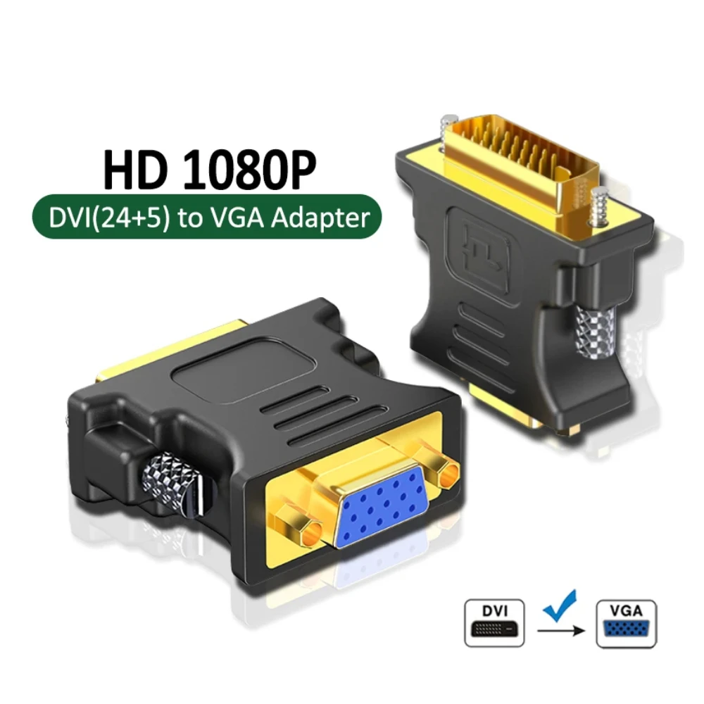 DVI to VGA Adapter DVI-I Male 24+5 Pin to VGA Female Adapter Converter 1080P Video Graphics Card Converter For HDTV PC Projector