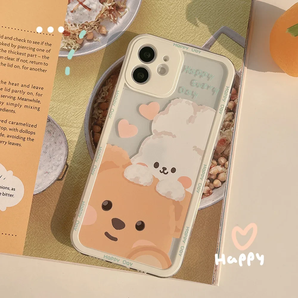 Retro smile Chocolate bear rabbit kawaii Japanese Phone Case For iPhone 15 14 13 11 12 Pro Max Xs Max XR 14 Plus case Cute Cover image 3