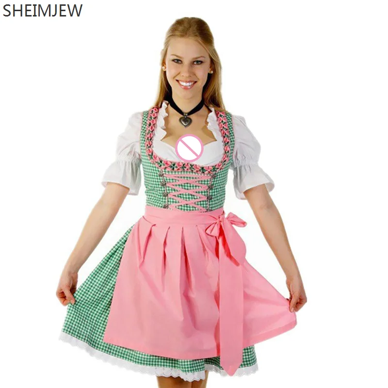 Germany Traditional Oktoberfest Beer Girl Dirndl Serving Wench Cosplay Costume Costume Carnaval Party Stage Performance Dress