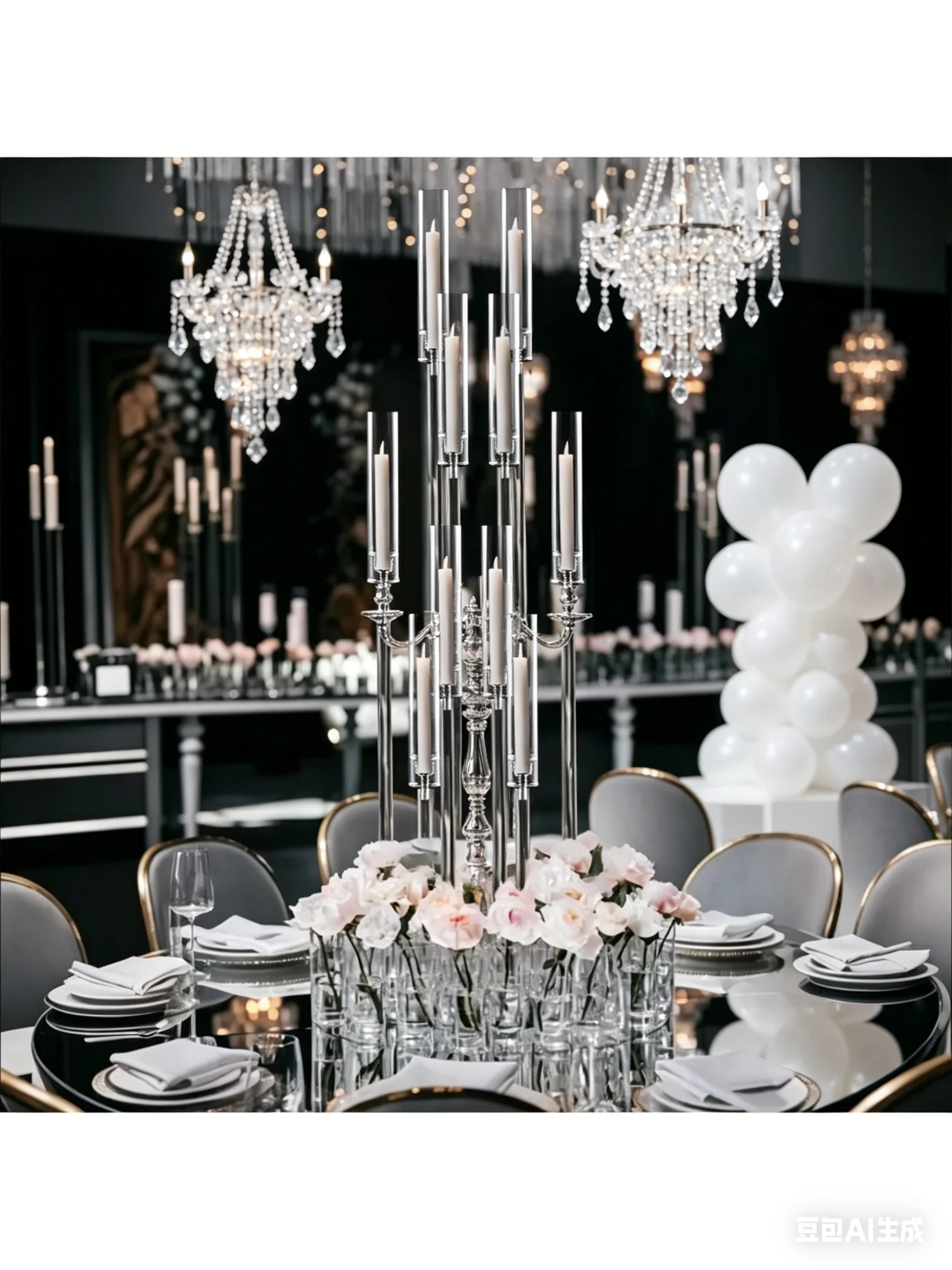 10Pcs Acrylic Floor Candelabra 10 Arm Candelabra Centerpiece for Wedding Clear Candle Centerpieces with AcrylicTaper Candlestick