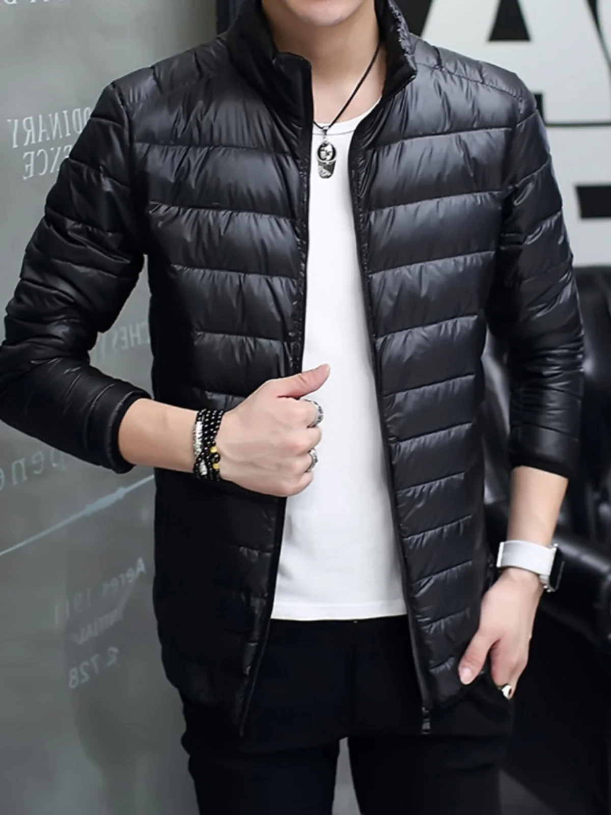 

Легкая утепленная куртка-пуховик для мужчин: зимняя хлопковая рабочая одежда, молодежная модная тонкая белая куртка с пуховым наполнителем на молнии