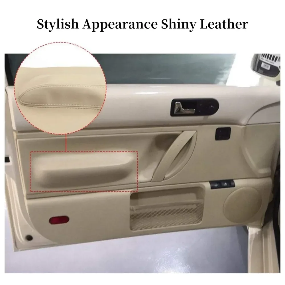 1 Pair of Beetle Car Door Handles with Microfiber Leather Cover for Interior and Front Door Decoration Leather Car Accessories