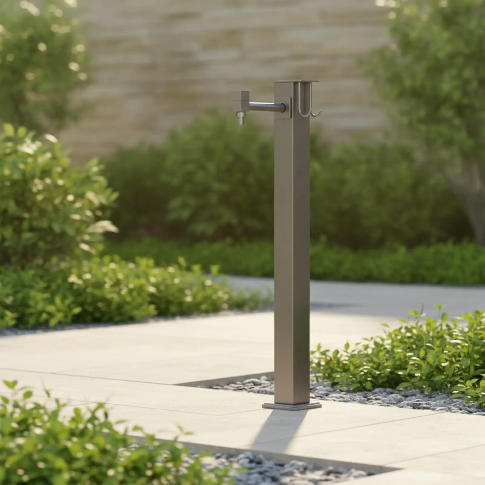 Square Column Outdoor Faucet Freestanding Garden Water Spigot for Patio Cleaning and Plant Watering