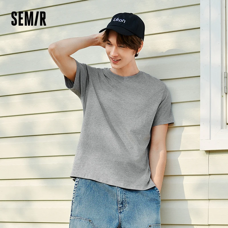 

Semir Short Sleeve T-Shirt Men Pure Cotton Bottoming Shirt 2025 New Spring Solid Color Inner Layer Top Versatile White T-Shirt