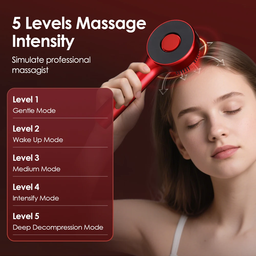 

Micro-current Electric Massage Comb LED Light Therapy Hair Care Comb Kneading Relax Head Scalp Massager Blood Circulation