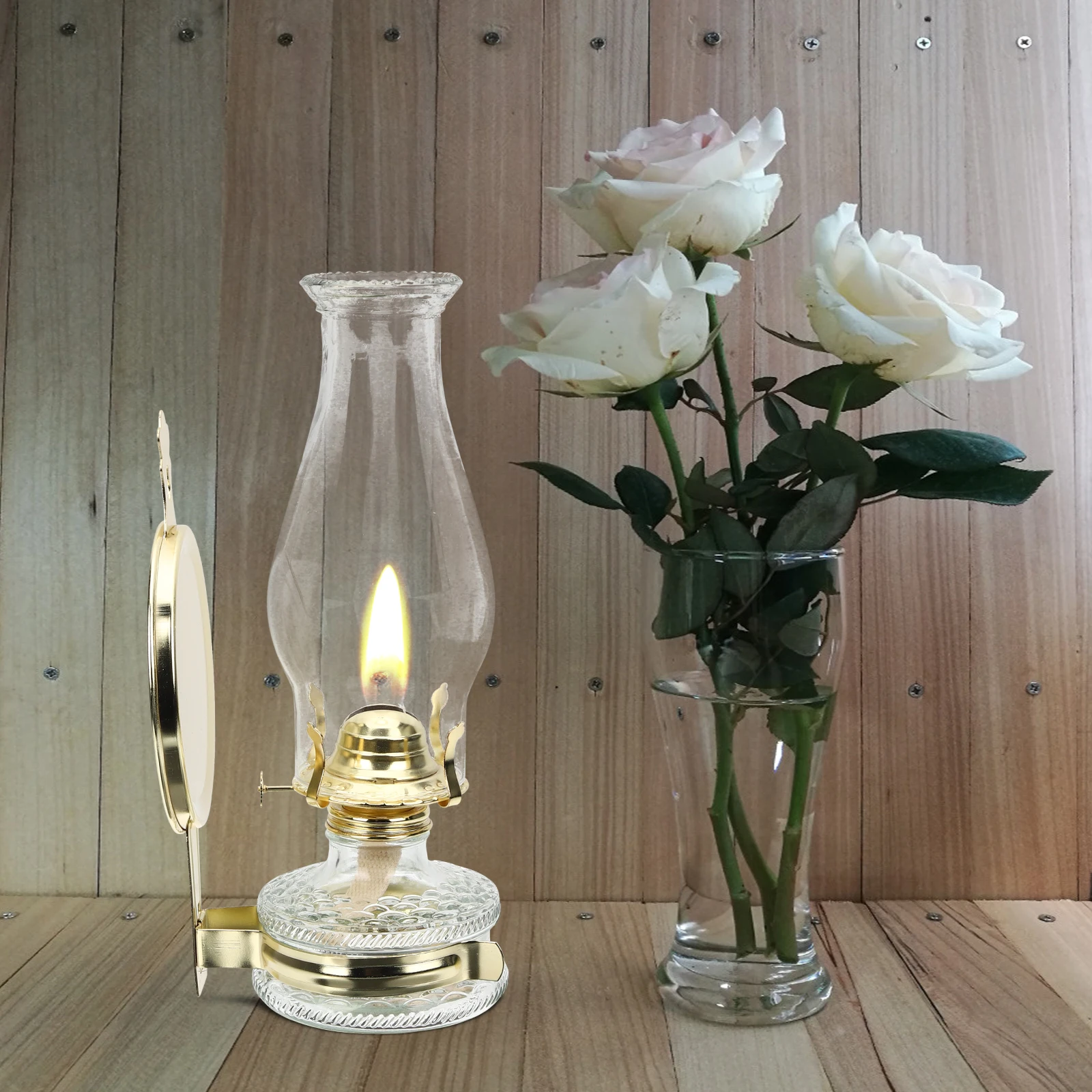 

Vintage Decorative Oil Lamp Large Glass Lamp for Indoor Emergency Lighting Rustic Retro Style Home Oil Light