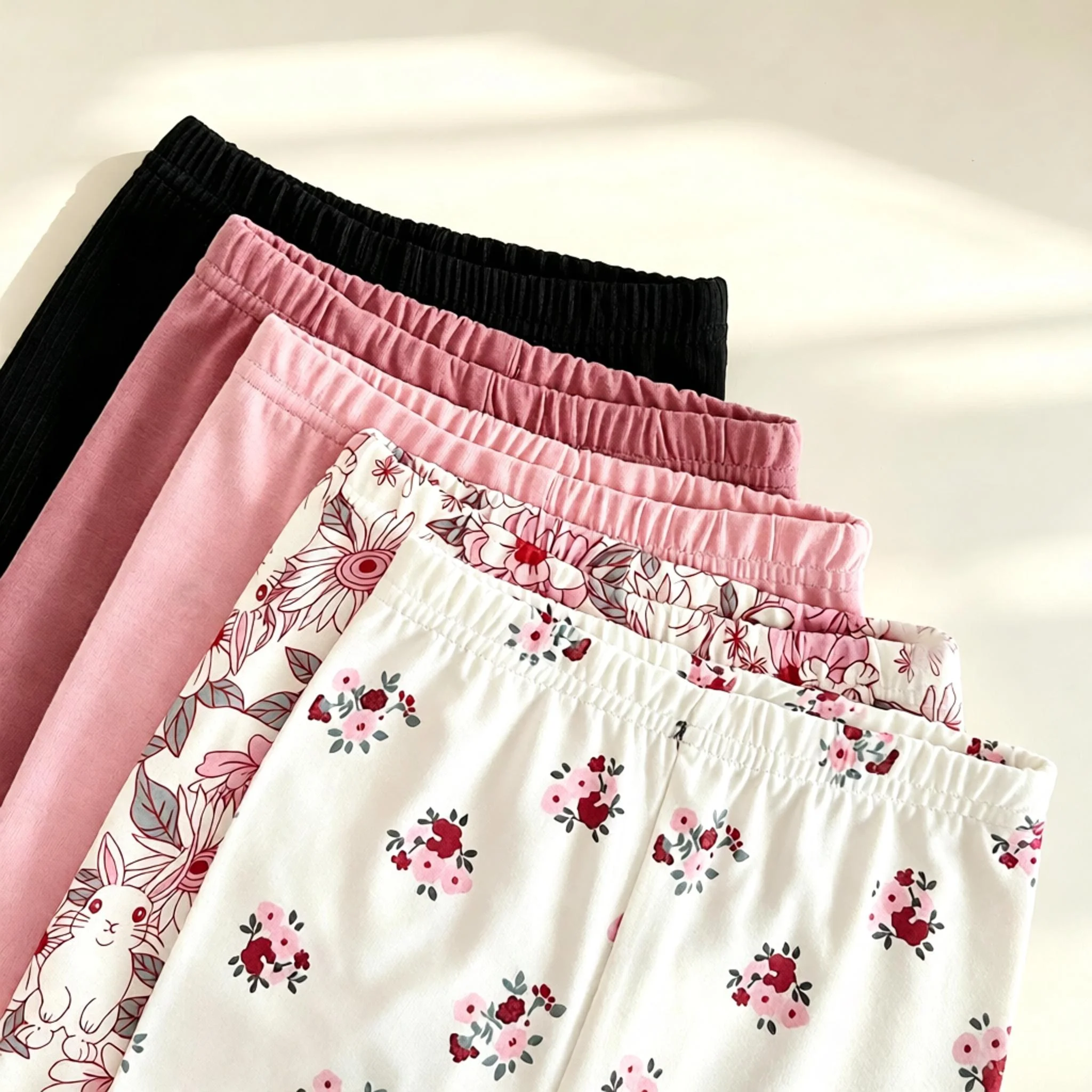 5-teiliges Leggings-Set für Babymädchen, einfarbig und mit Blumenmuster, weicher, elastischer Bund, Hosen für Kleinkinder, ideal für den täglichen Gebrauch im Frühling und Herbst. – Detail 4
