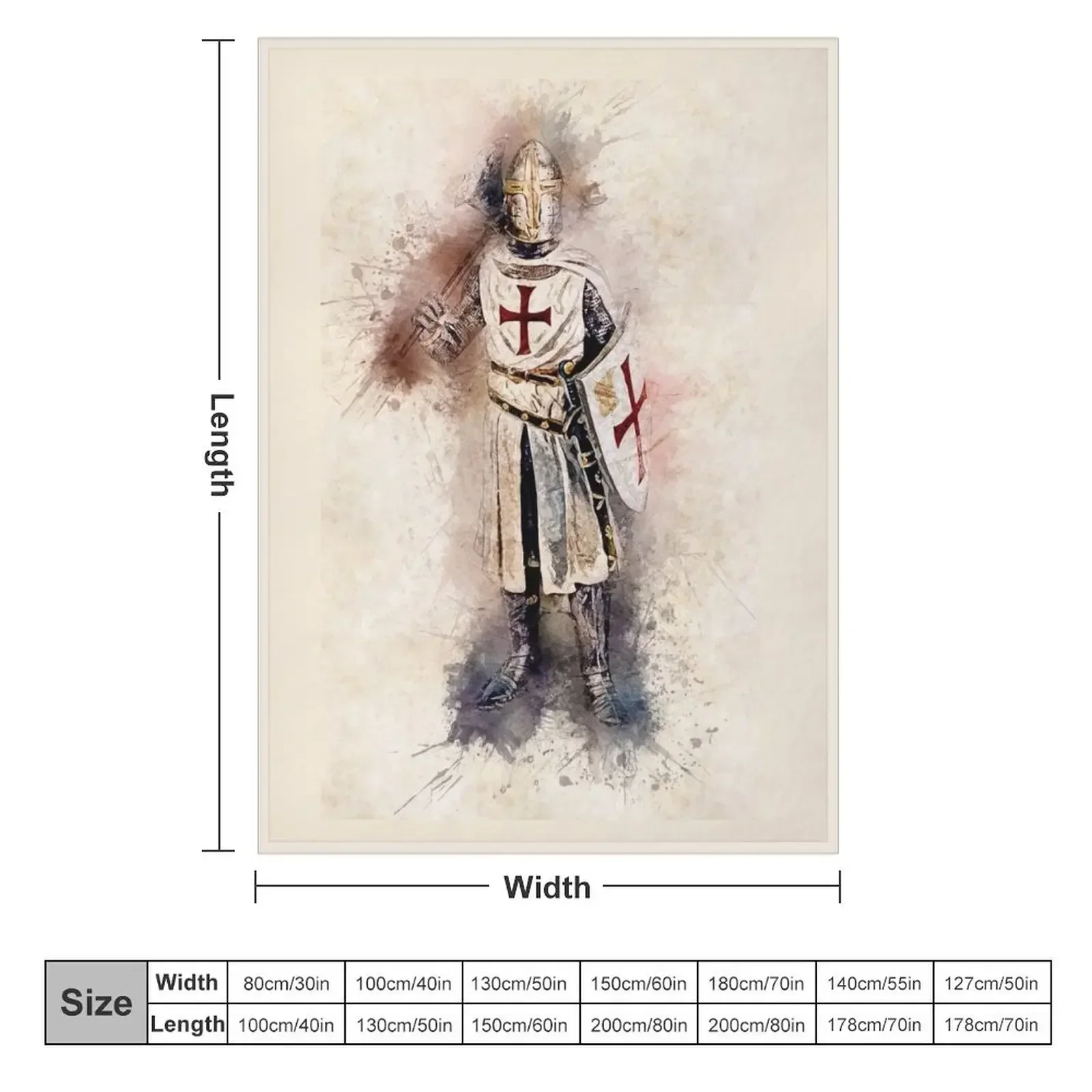 Knights Templar Warrior The crusader Watercolor Historic Fine Art Throw Blanket Luxury Sofas Blankets