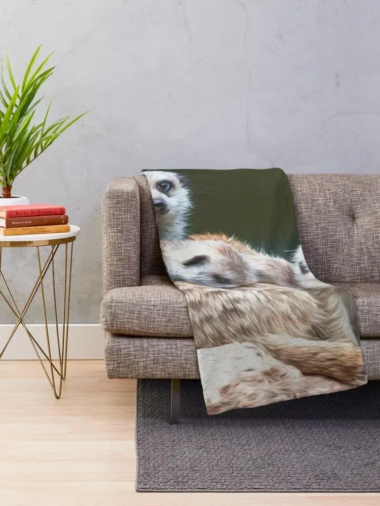 Meerkat Family(digital painting) Throw Blanket Hair Comforter Blankets