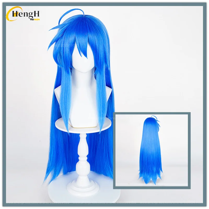 

In Stock Anime Izumi Konata Synthetic Hair Long 90cm Blue Cosplay Anime Wig Heat Resistant Hair Halloween Party Wigs + A Wig Cap