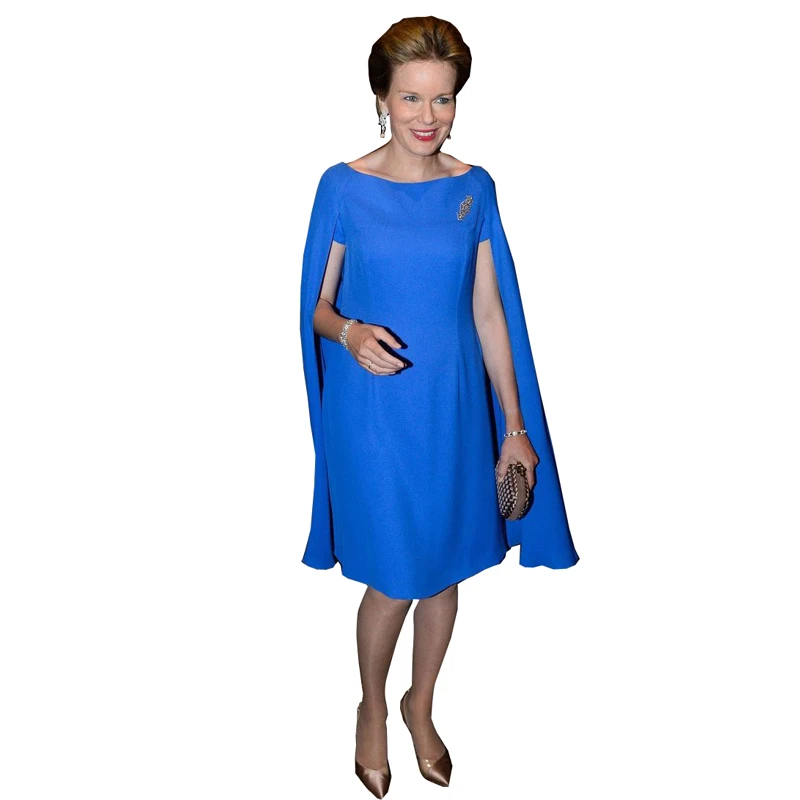 Customized Sapphire Blue A-Line Dress with Boat Neckline Flowing Sleeves Chic Mother of the Bride Dress Weddings and Receptions