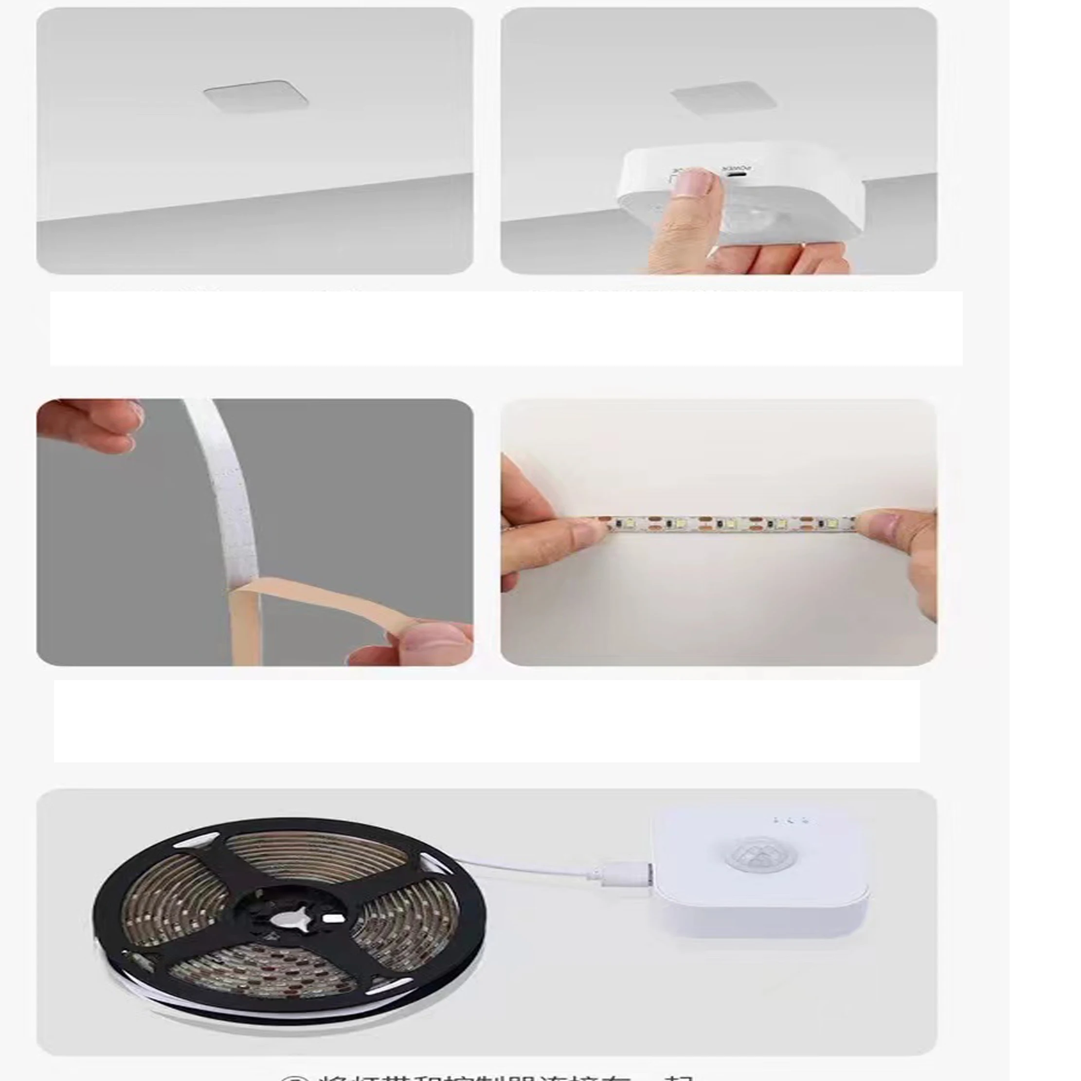 Sensor de movimento led luz de tira dc 12v à prova dwaterproof água sob a lâmpada do armário para o quarto cozinha flexível tira led eua ue adaptador energia