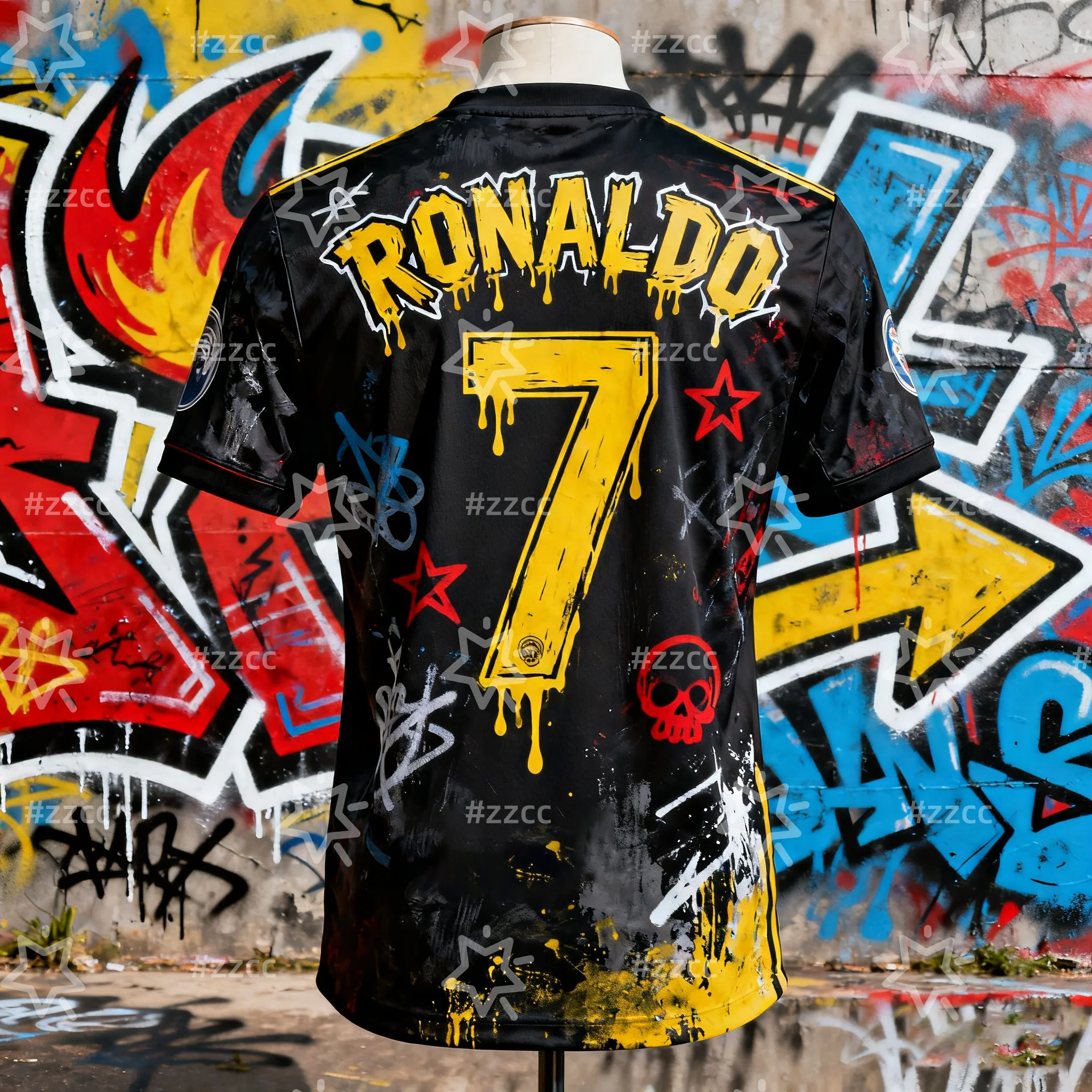 رونالدو جرافيتي جيرسي كرة القدم جيرسي رقم. 7 ثلاثية الأبعاد الطباعة الخريف الرياضة الجافة بسرعة تي شيرت رجالي ملابس الأطفال المحملة Y2k امرأة #6