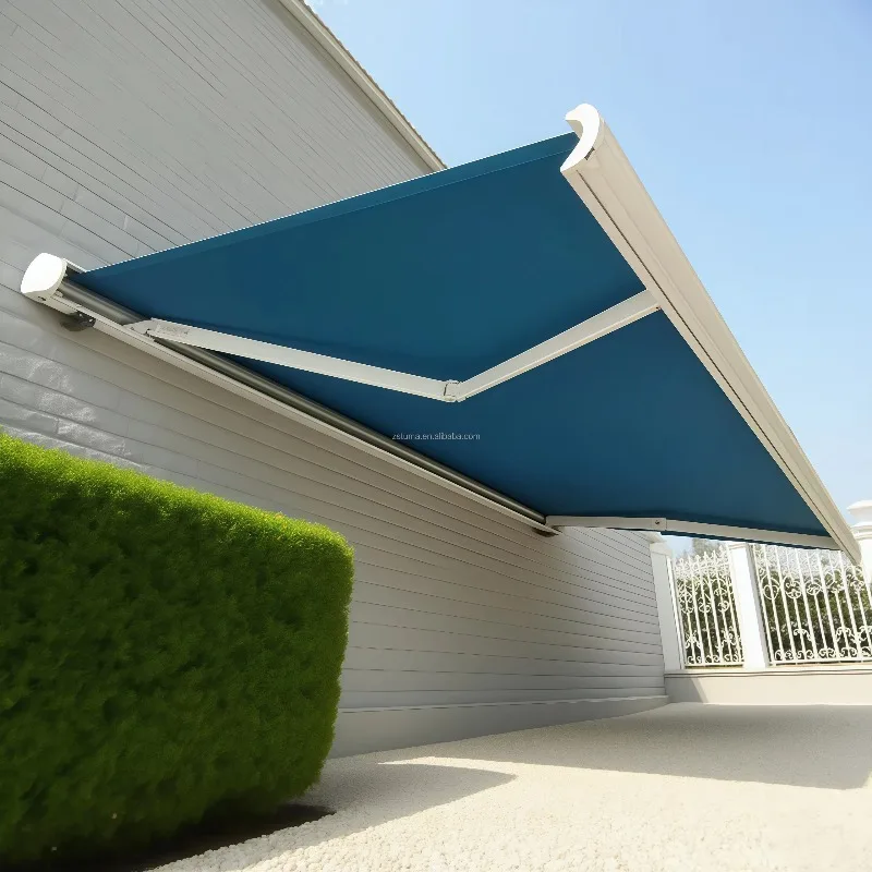 

Heavy Duty Electric Sun Shade Awning Manual Motorized Wall Mounted Garage Retractable Full Cassette Awning Aluminum Alloy Frame