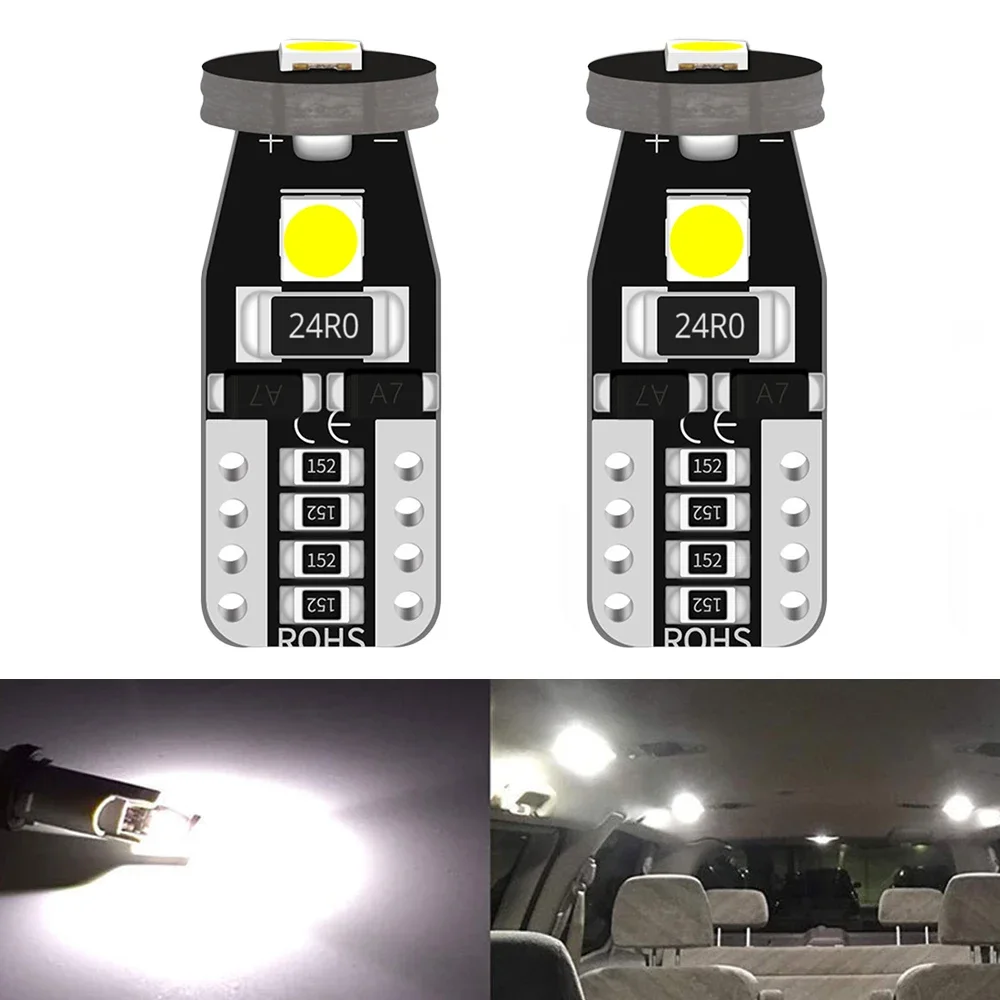 

2Pcs T10 3030 3SMD Car Interior Reading Dome Lamp Led W5W Reverse License Plate Light Brake Trunk Bulb 12V Clearance Turn Signal