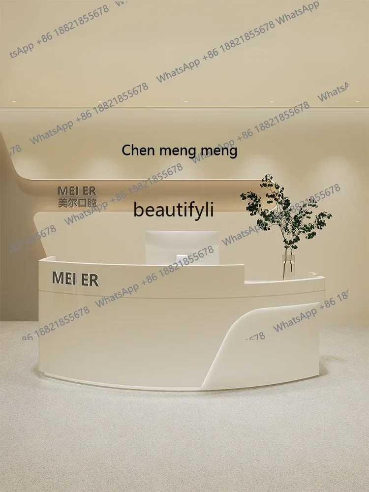 X Modern curved checkout page beauty salon bar counter company hotel front desk paint