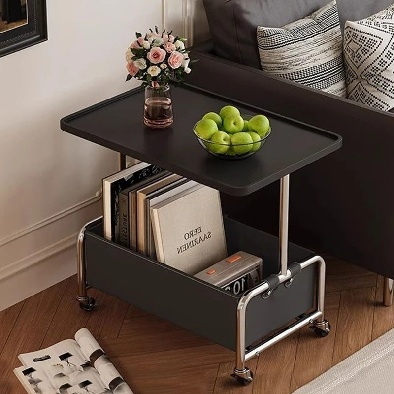 Creative Side Table Movable Coffee Table Modern Simple Sofa Side Cabinet Living Room Cart Shelf Small Table with Wheels