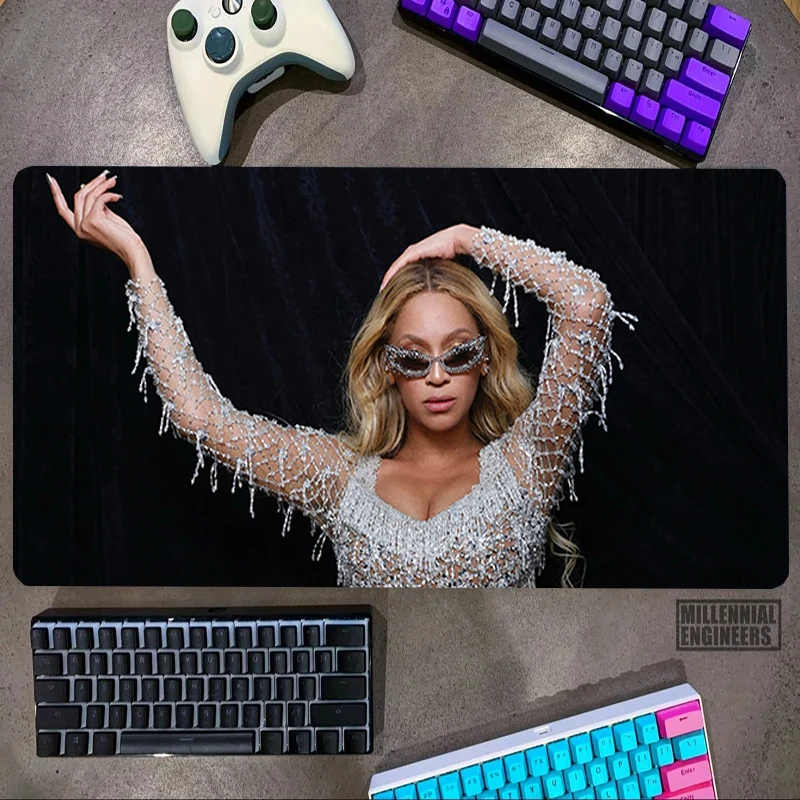 

Hot Singer Beyonce Renaissance Mouse Pad Keyboard Mousepad Gamer Gaming Mats Big Mousepepad Office Accessories Desk Mat Extended