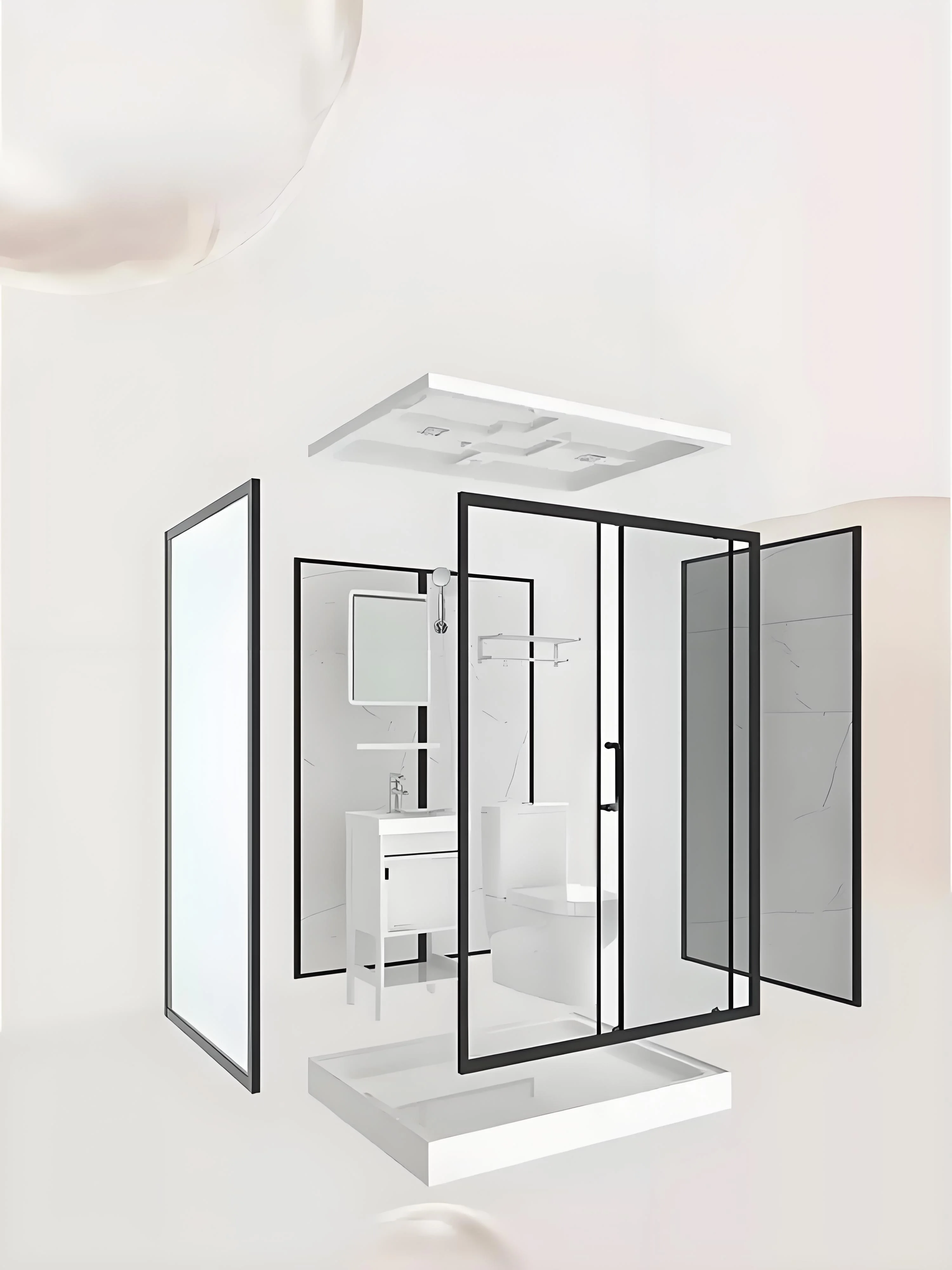 Modern Style Prefab Shower Stall Rectangle Acrylic Tray Sliding and Hinge Open Styles Aluminium Frame for Bathroom Use