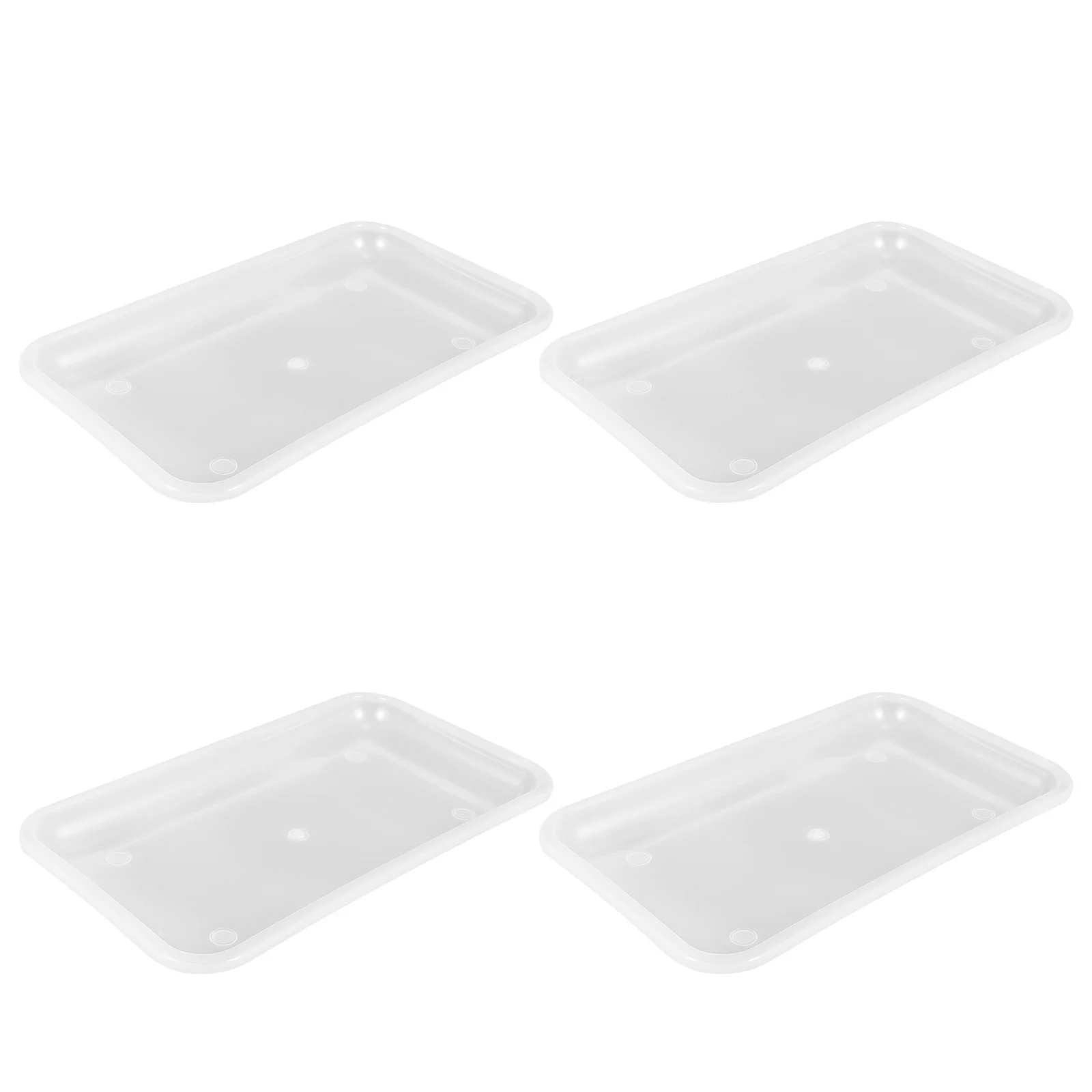 

4Pcs Tableware Water Container Transparent Plastic Drip Catcher Kitchen Storage Tray Leak Proof Dinnerware Organizer