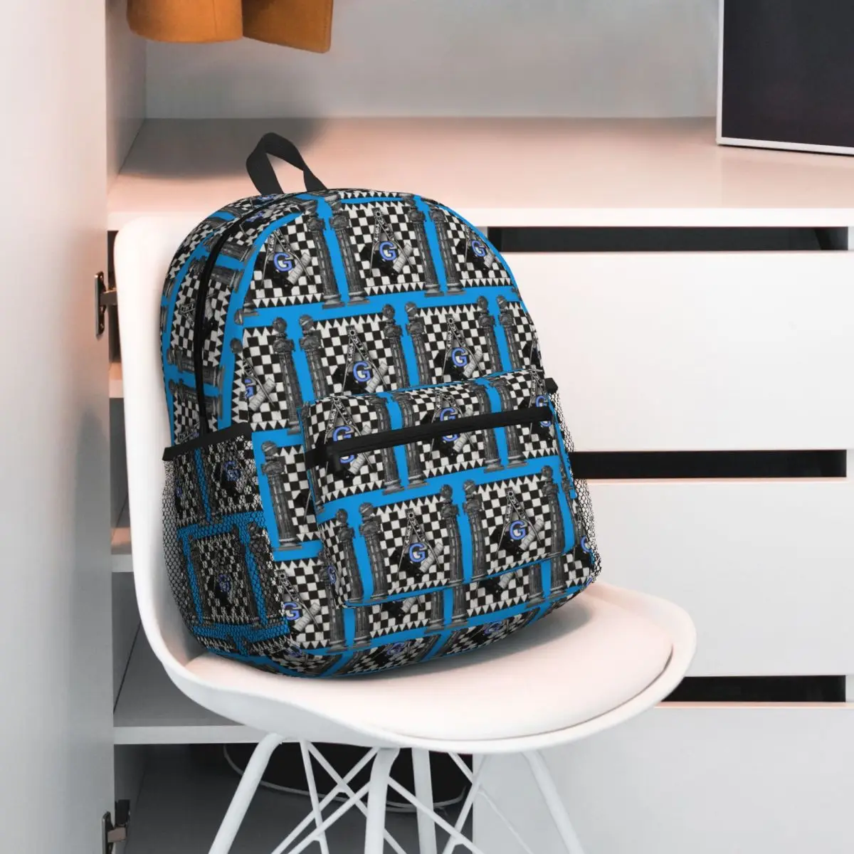 Boaz And Jachin Freemason Masonic Mason Backpack Daypack Large Capacity Children BookBag School Bag Shoulder Bags for Men Women