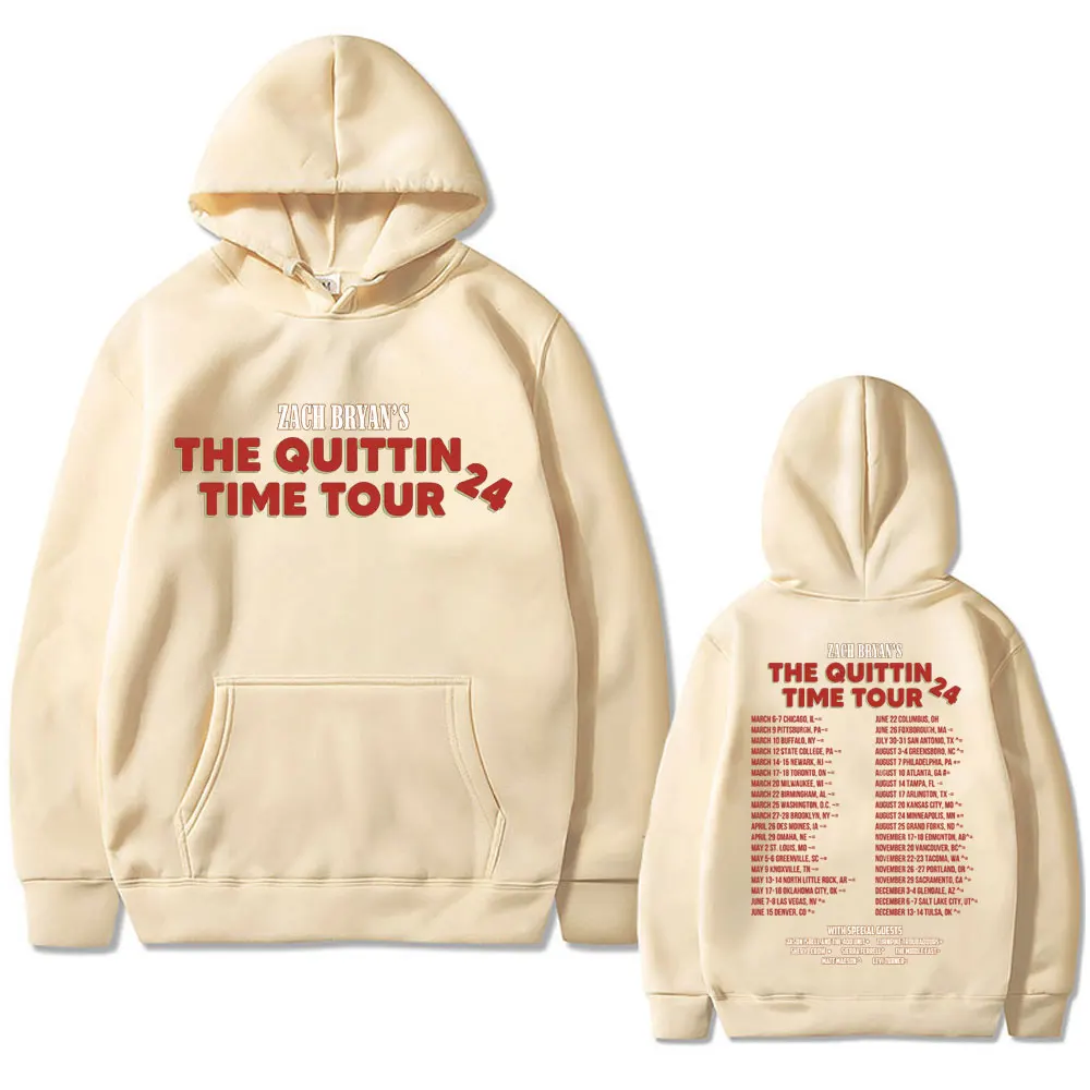 Zach Bryan The Quittin Time Tour Hoodie Men Women Fashion Vintage Oversized Hooded Sweatshirt Male Casual Fleece Cotton Hoodies