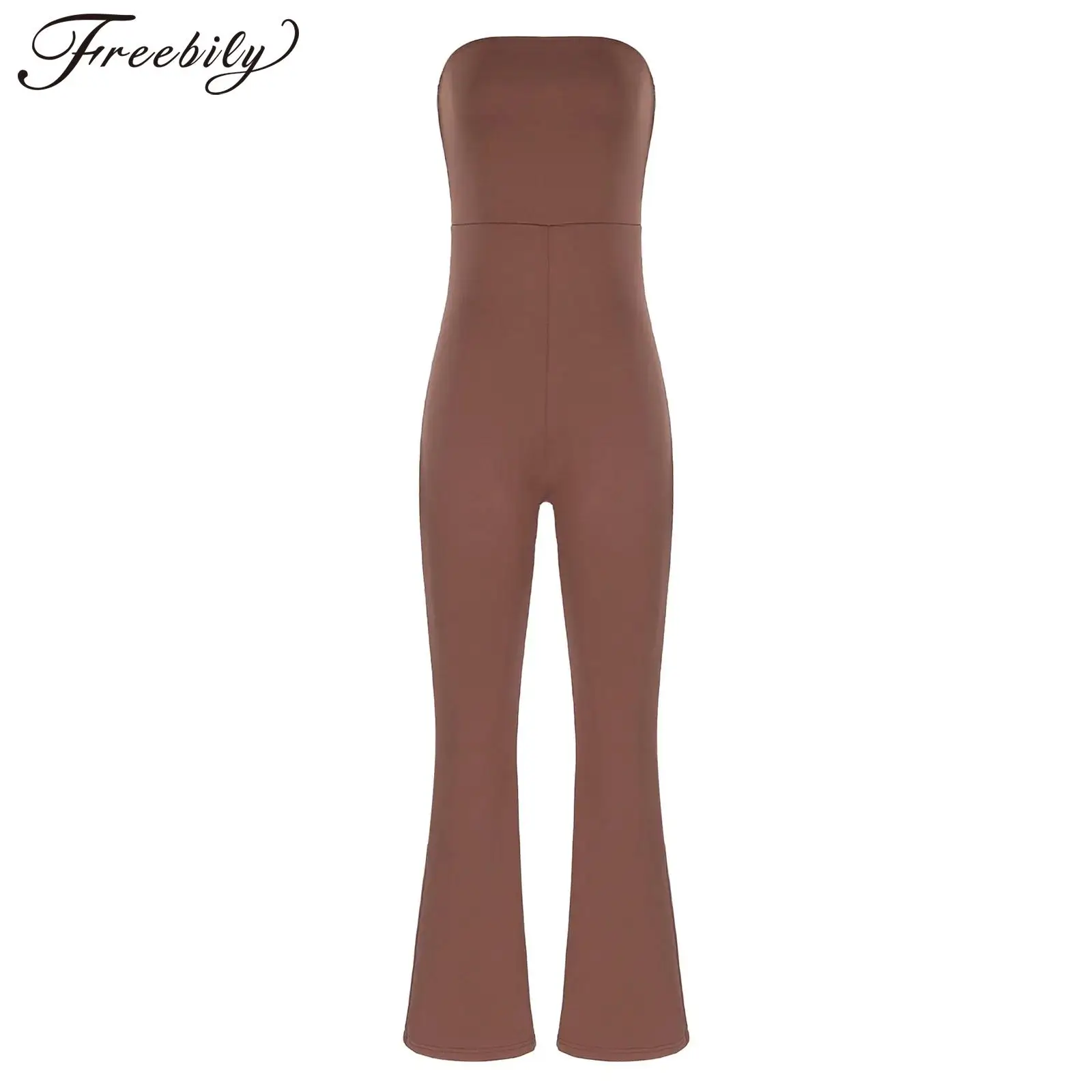 

Модные женские комбинезоны с высокой талией, широкие брюки, цельный комбинезон с подтяжкой ягодиц, длинные брюки, комбинезон без бретелек, без рукавов