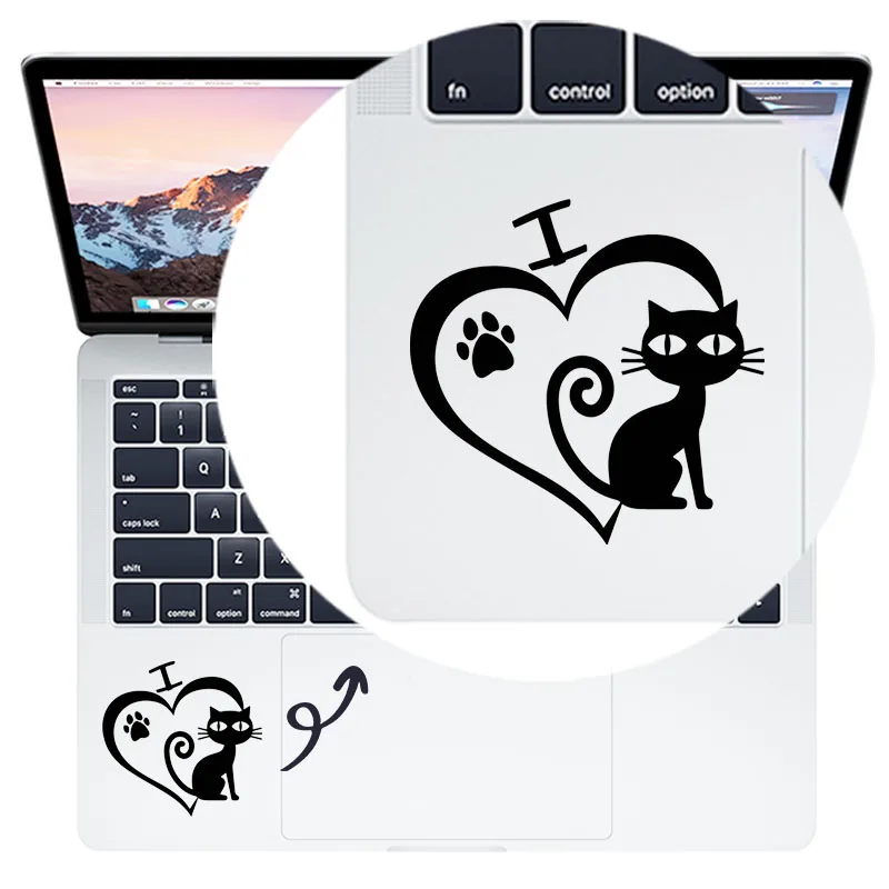 I Love Cat Cartoon Vinyl Trackpad Laptop Stickers for Macbook Pro Air Retina 13